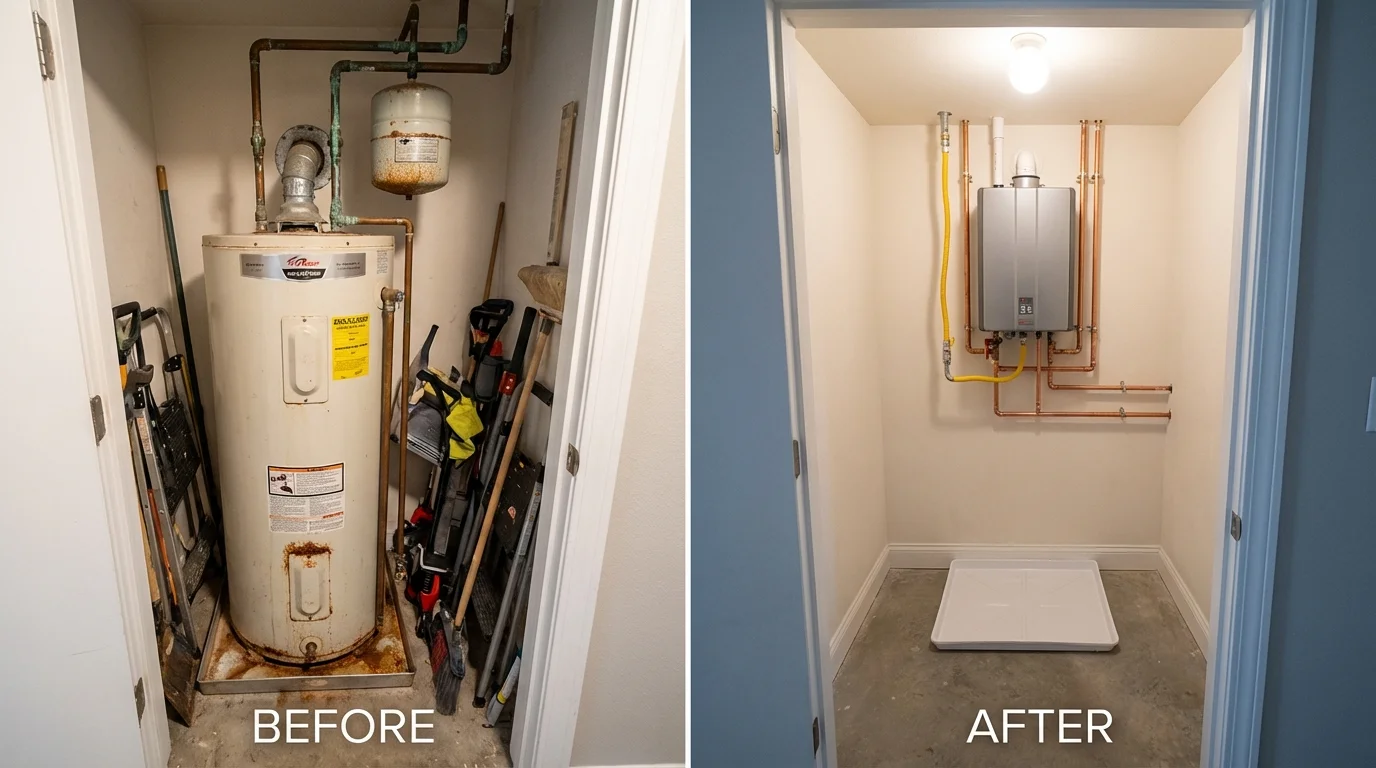 Tank water heater versus wall-mounted tankless unit comparison for Seminole, OK homeowners