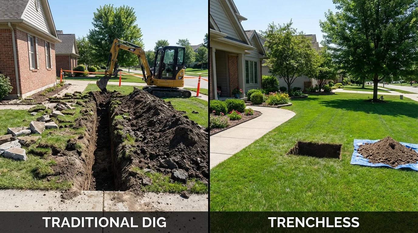 Trenchless sewer repair with minimal yard damage versus traditional excavation in Seminole, OK